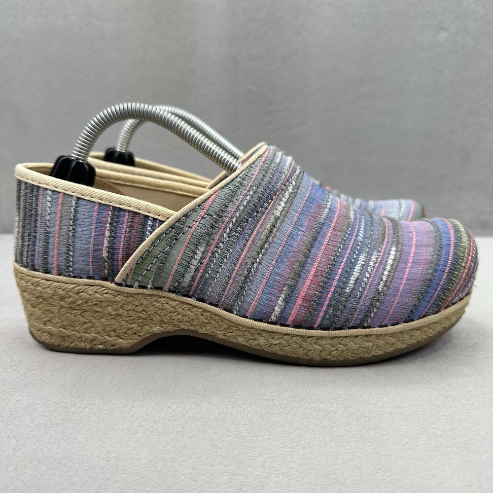 Womens 6.5-7 / EU 37 Dansko Jute Pro Clog Artisan Weave Multicolor Striped Shoe